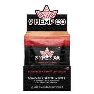 9 Hemp Co Sour Black Berry Lemonade 700MG Gummy Bites - 10 Count Display