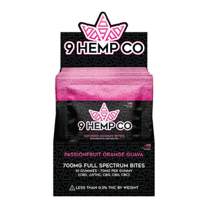 9 Hemp Co Passionfruit Orange Guava 700MG Gummy Bites - 10 Count Display