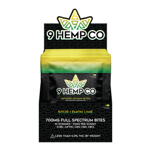 9 Hemp Co Lemon Lime 700MG Gummy Bites - 10 Count Display
