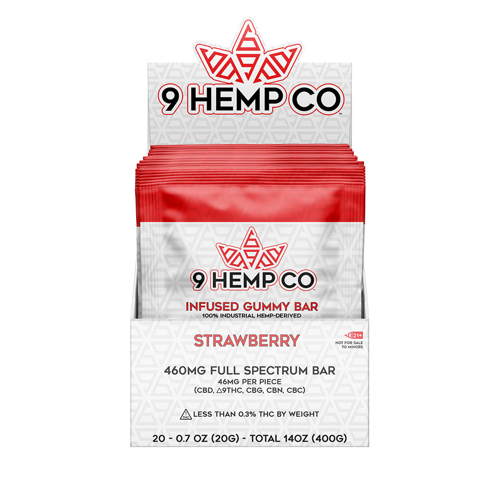 9 Hemp Co 460MG Gummy Bar - 20 Count Display