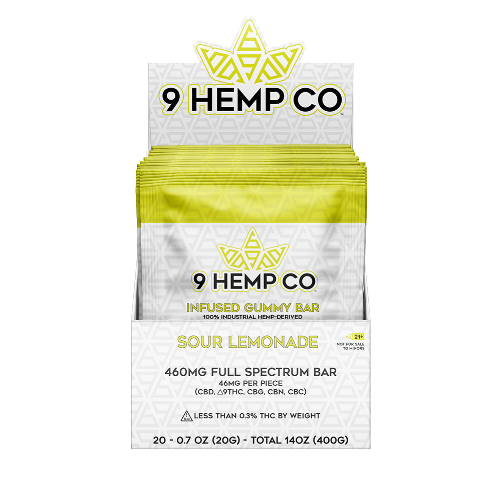 9 Hemp Co 460MG Gummy Bar - 20 Count Display