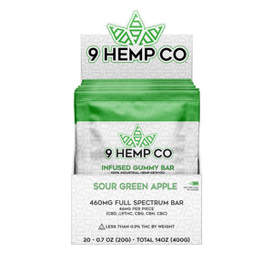 9 Hemp Co 460MG Gummy Bar - 20 Count Display