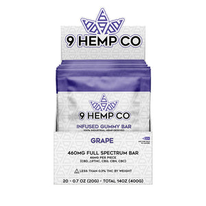 9 Hemp Co 460MG Gummy Bar - 20 Count Display